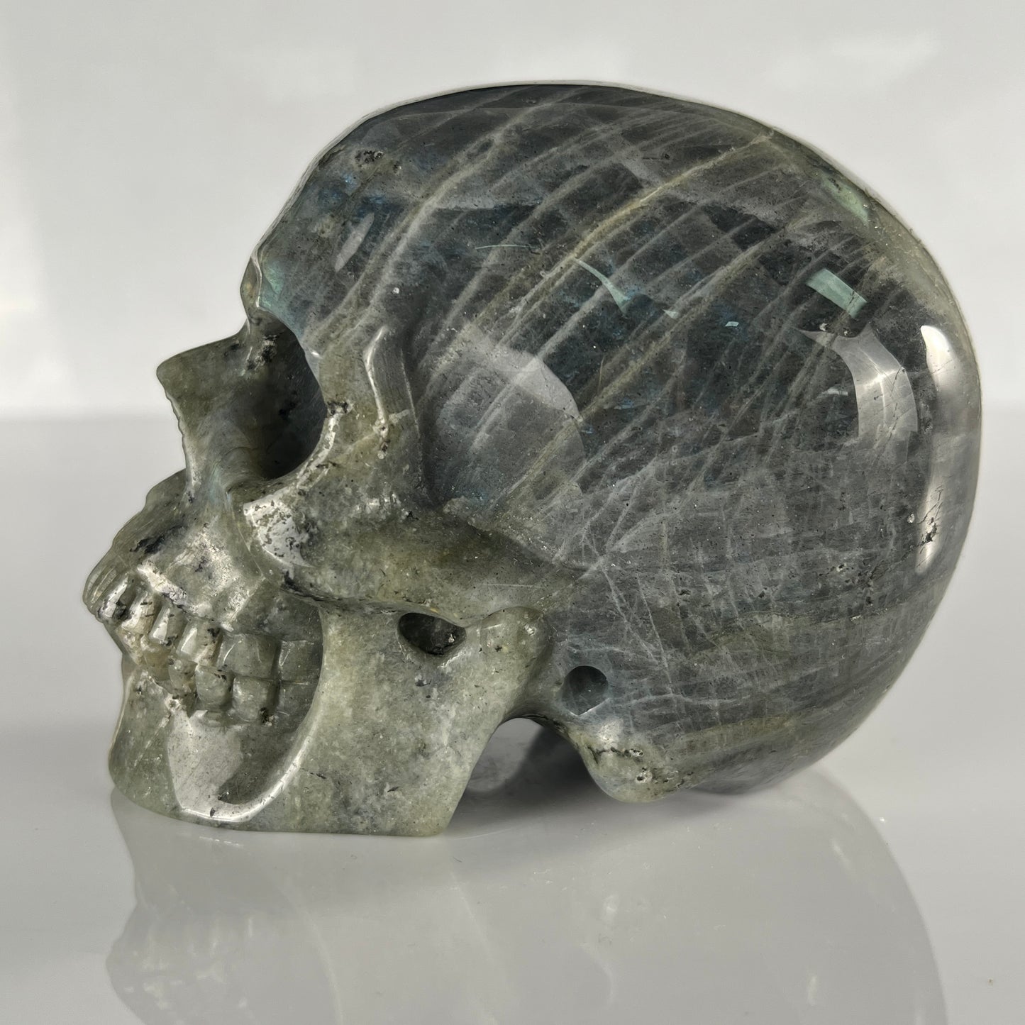 4.5 Inch Grey Labradorite Crystal Skull – Hand Carved Natural Stone