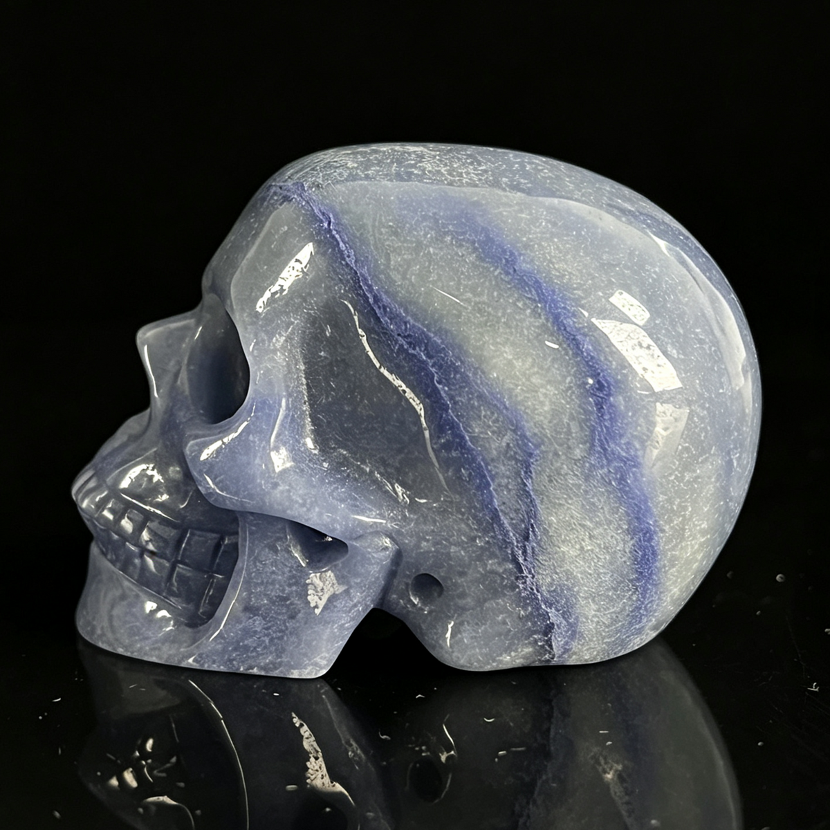 2" Blue Aventurine Crystal Skull - Pattern G