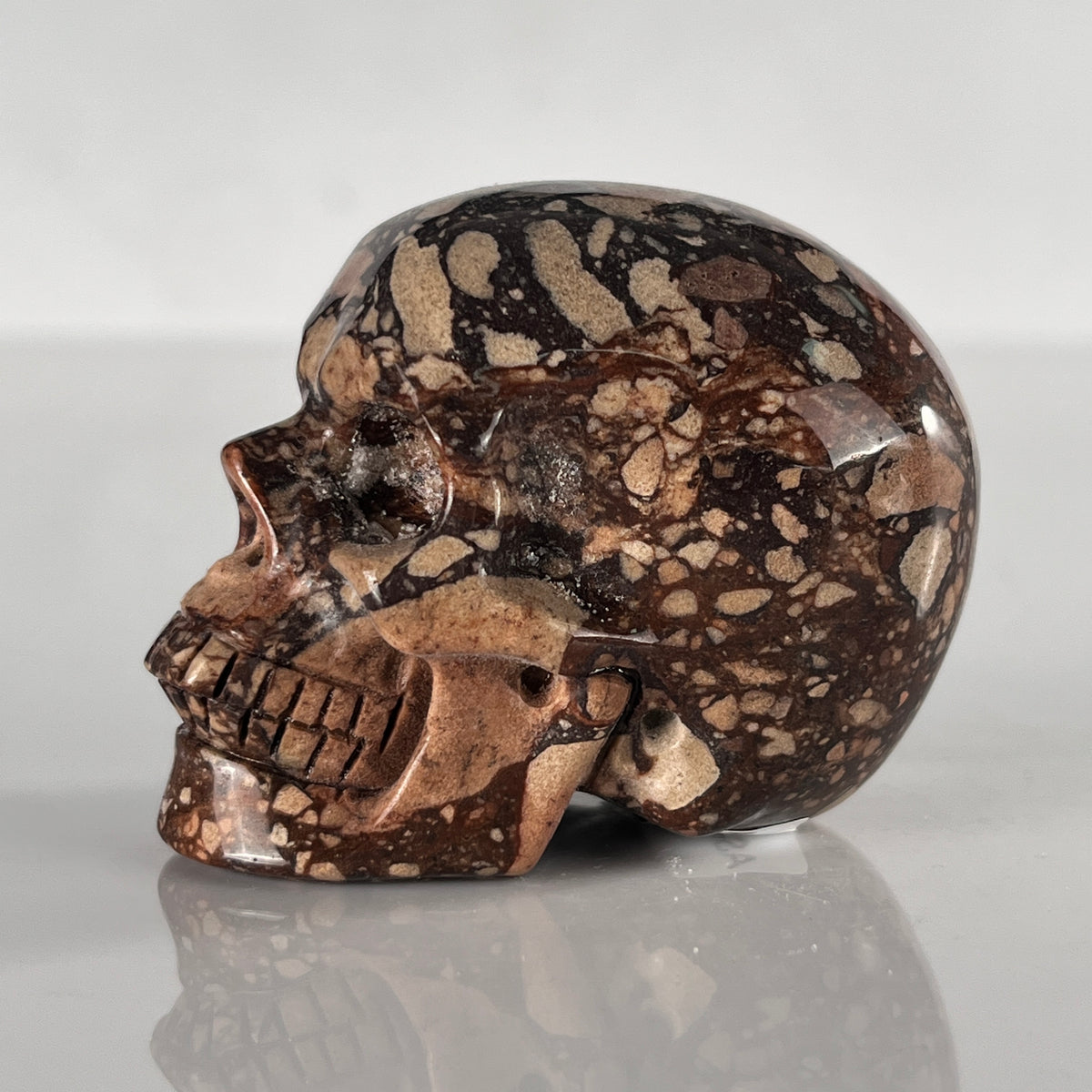 2" Brecciated Red Jasper Crystal Skull - Pattern C