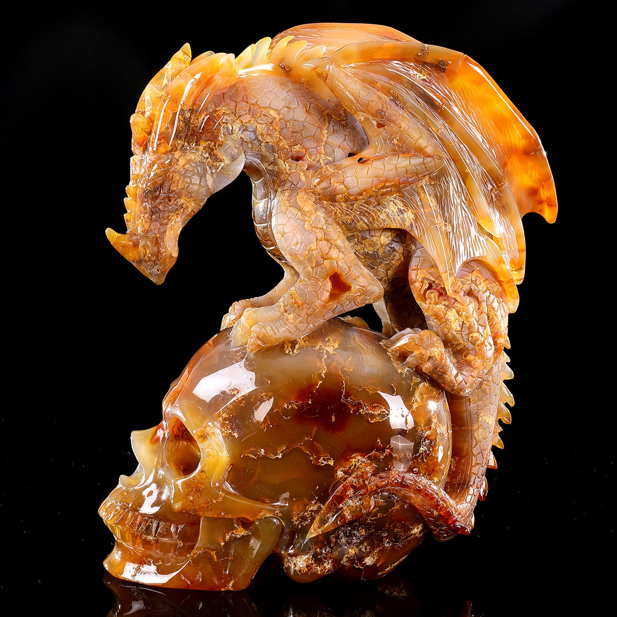 ‘The Red King’ - Hand-Carved Carnelian Chalcedony Dragon and Skull · Specimen No. 27