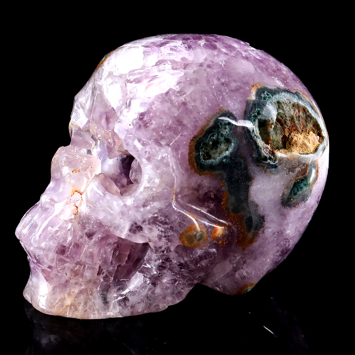 ‘The Cosmic Eye’ - Hand-Carved Amethyst Geode Skull with Natural Matrix · Specimen No. 30