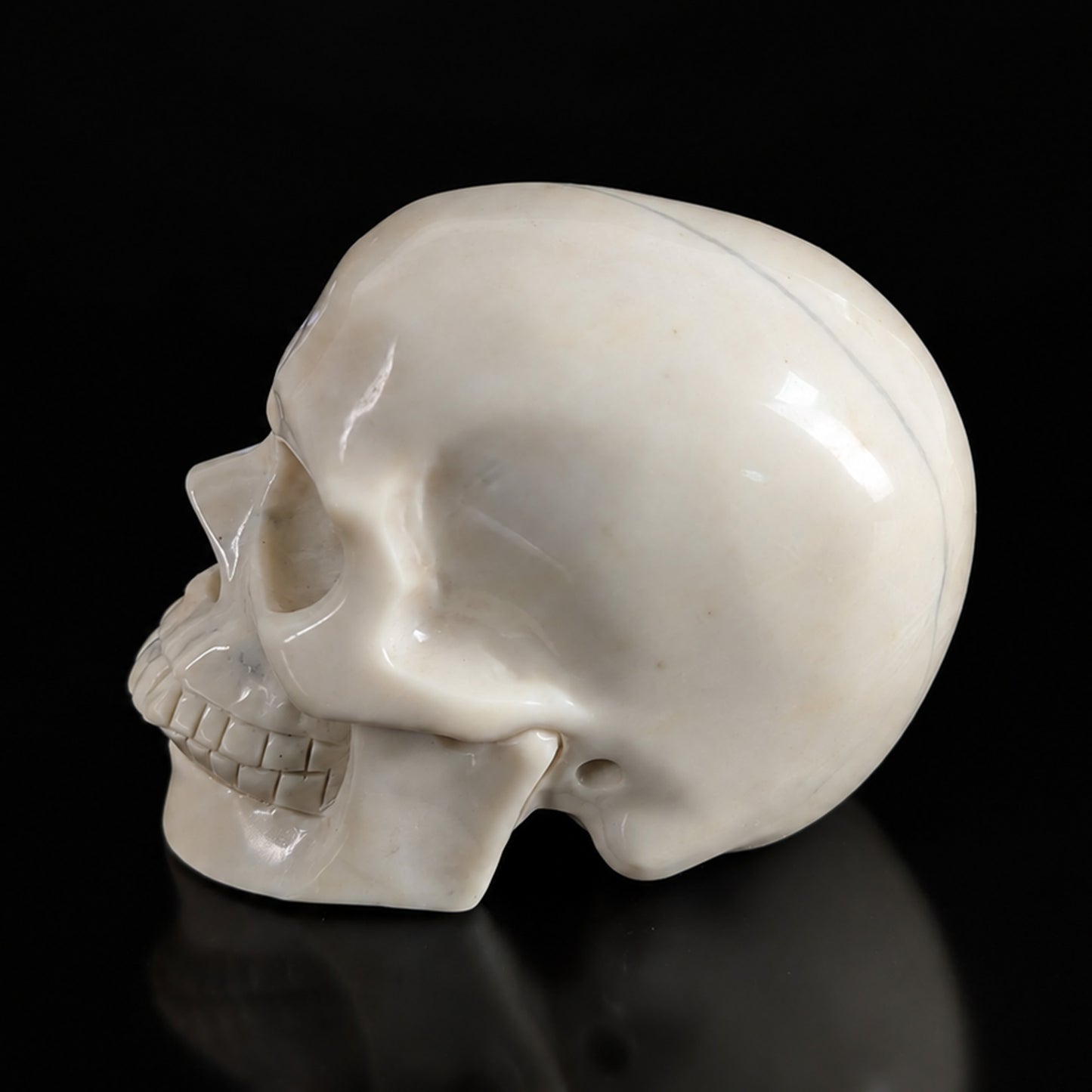 4.5" Ivory Jade Crystal Skull - Pattern A