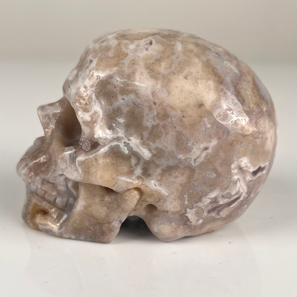 3" Blue Flower Agate Crystal Skull – Pattern B