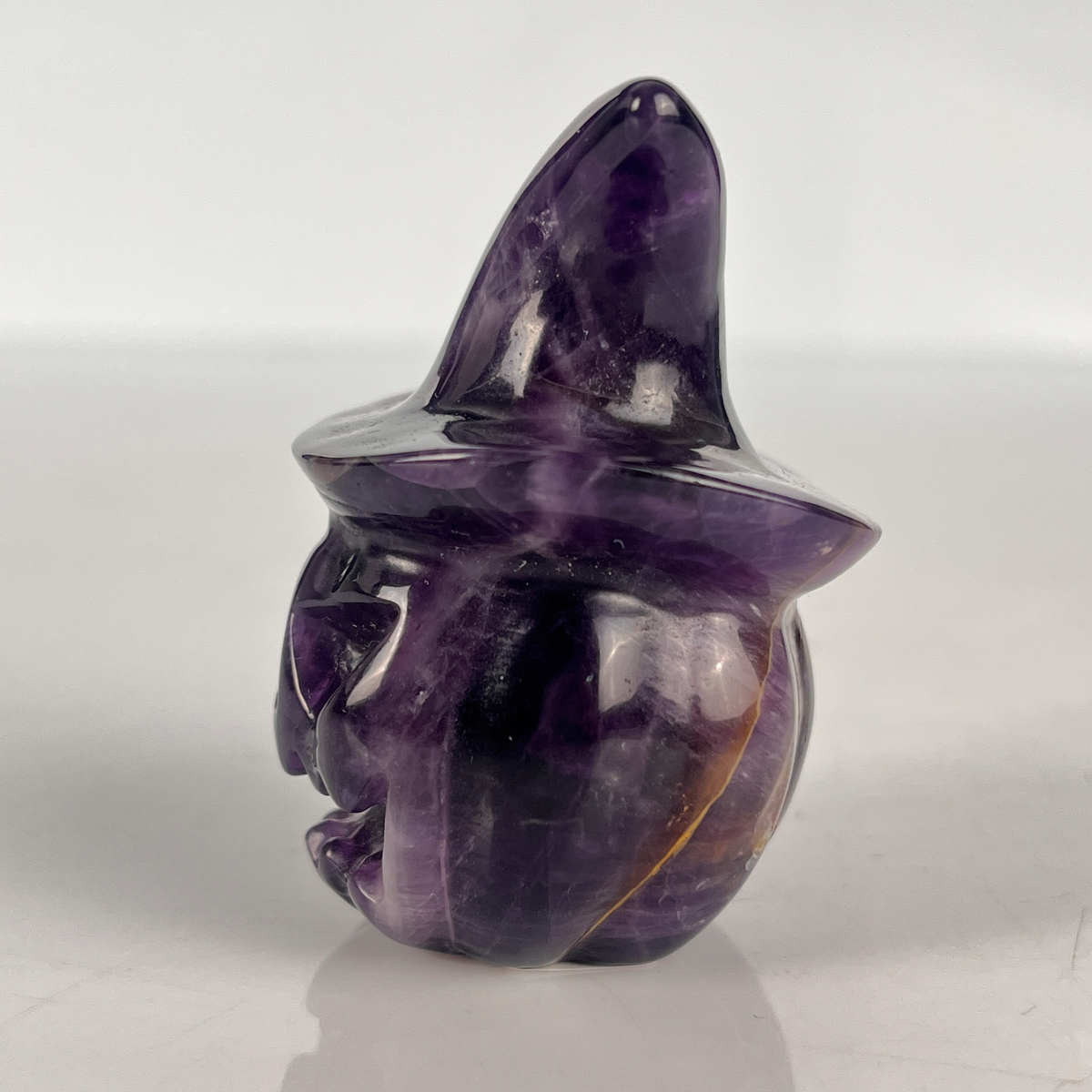 2" Dream Amethyst Pumpkin Crystal Skull - Paterrn C