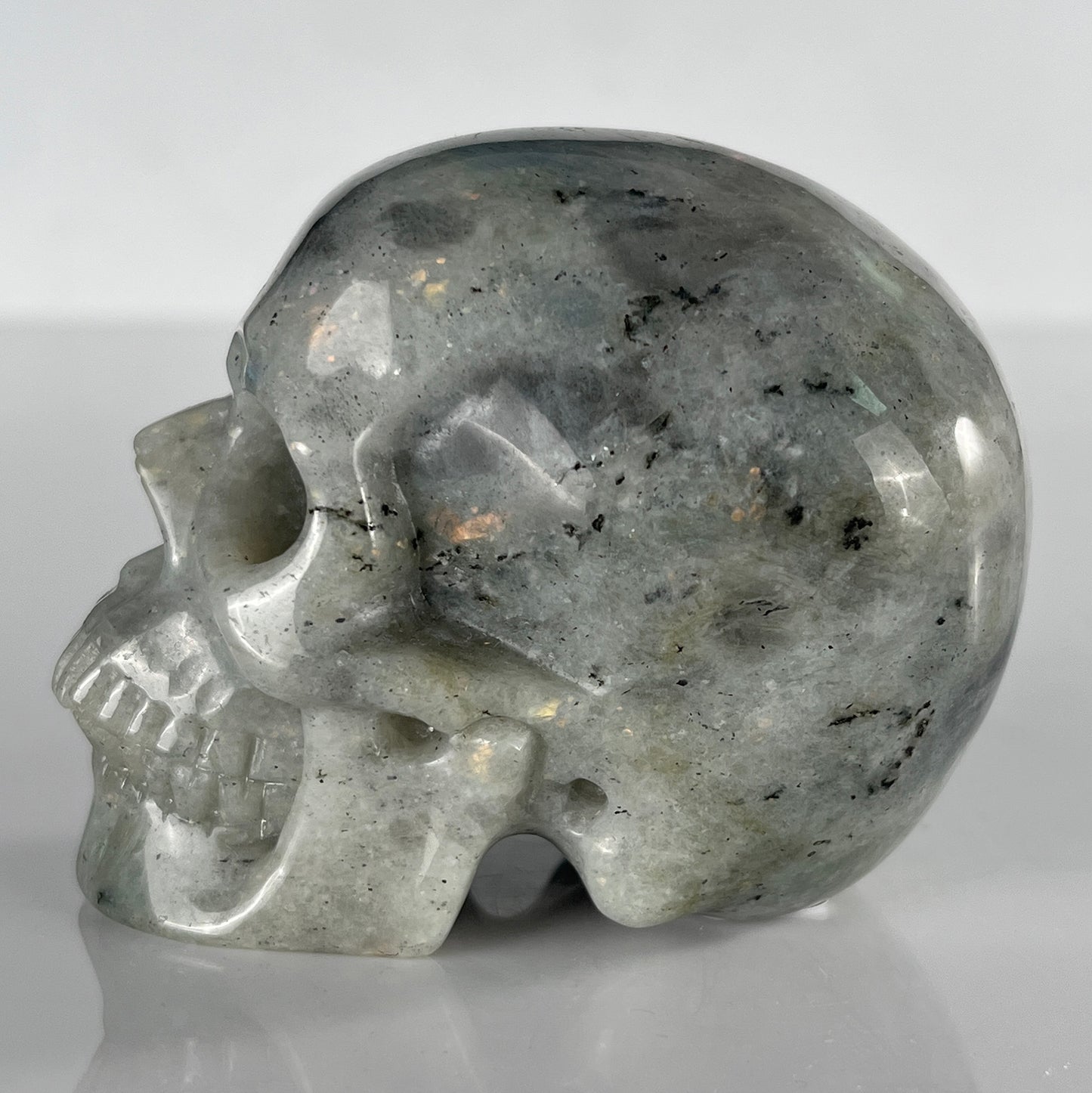 3 Inch Grey Labradorite Crystal Skull – Hand Carved Natural Stone