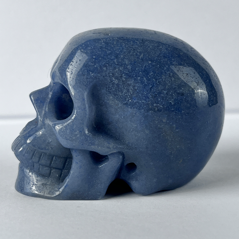 Crâne en cristal d'aventurine bleue de 5 cm – Mini crâne en cristal