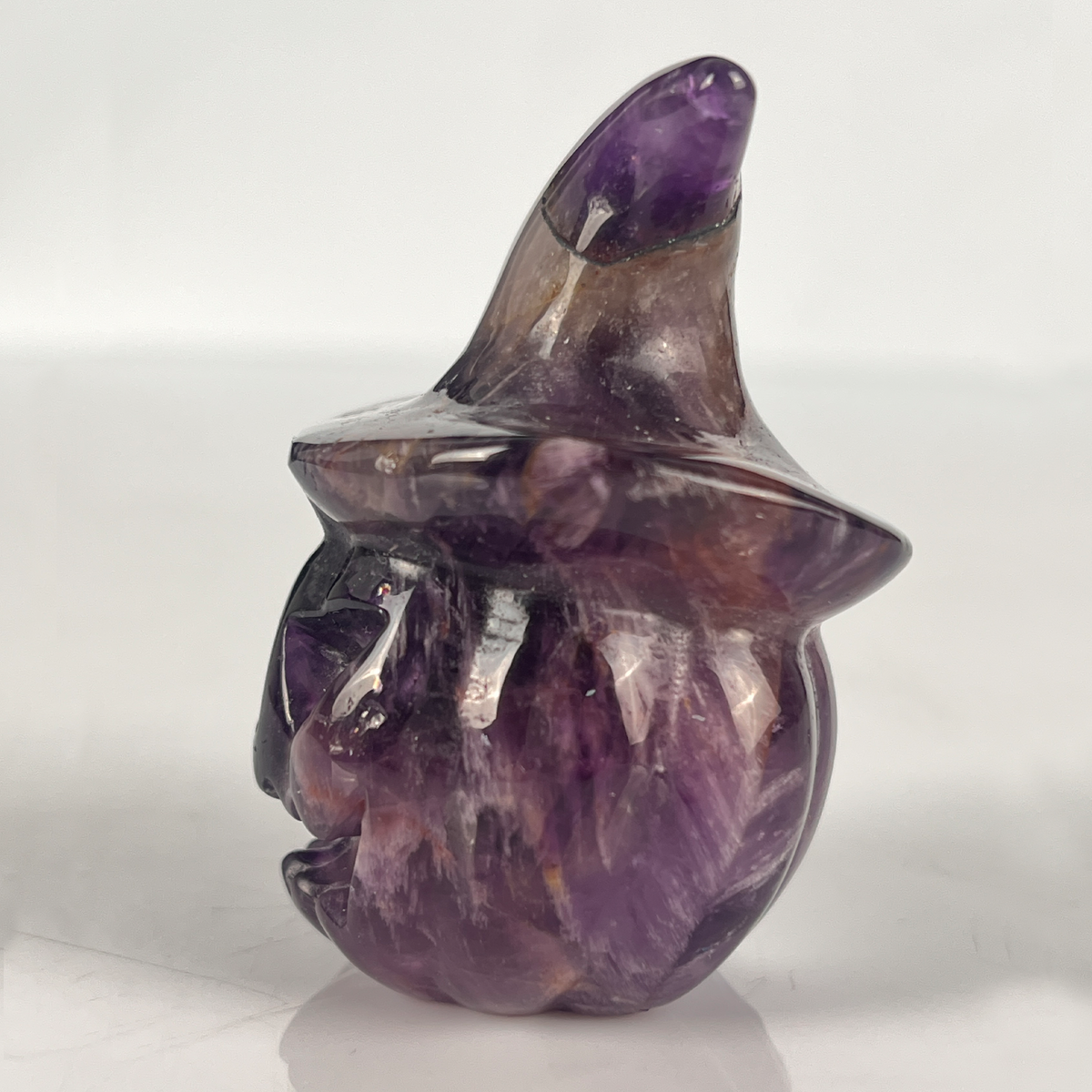 2" Dream Amethyst Pumpkin Crystal Skull - Paterrn A