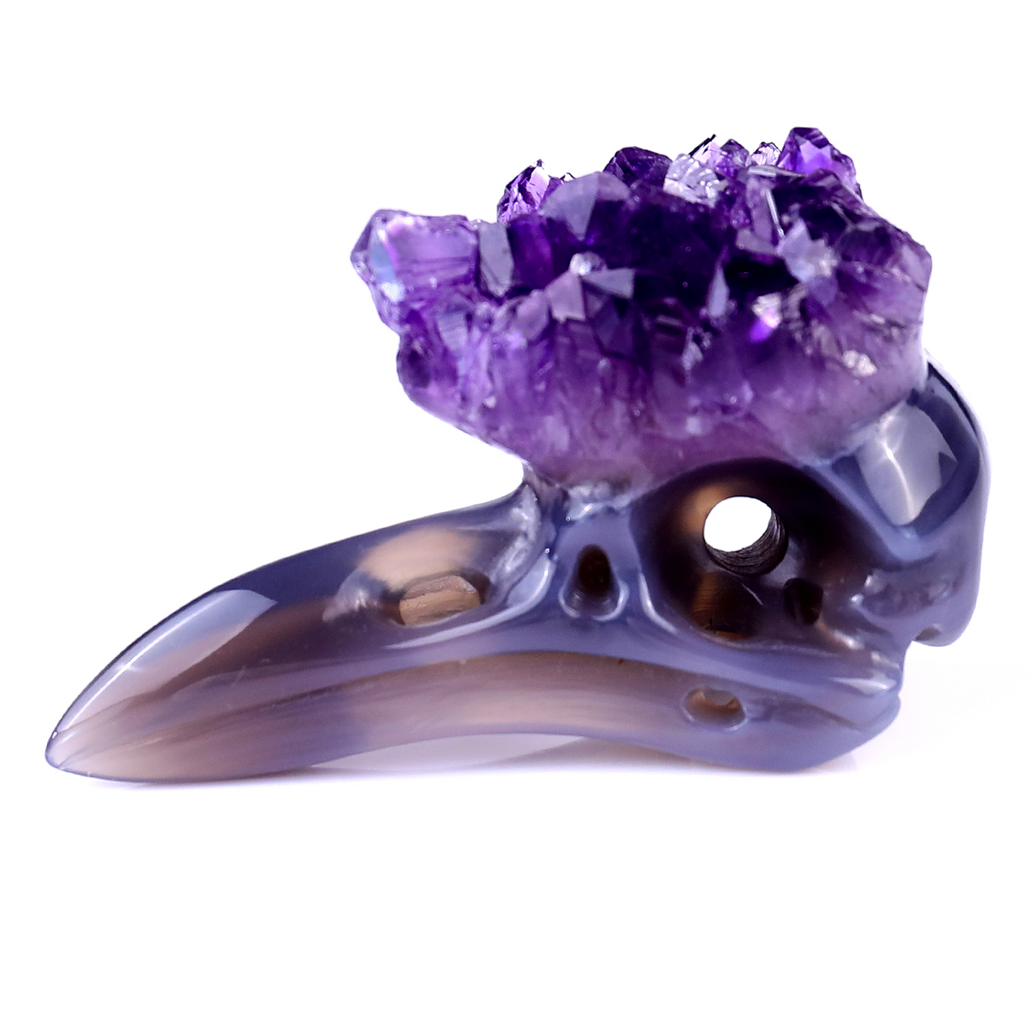 ‘The Purple Crown’ - Amethyst Cluster Raven Skull · Specimen No. 32