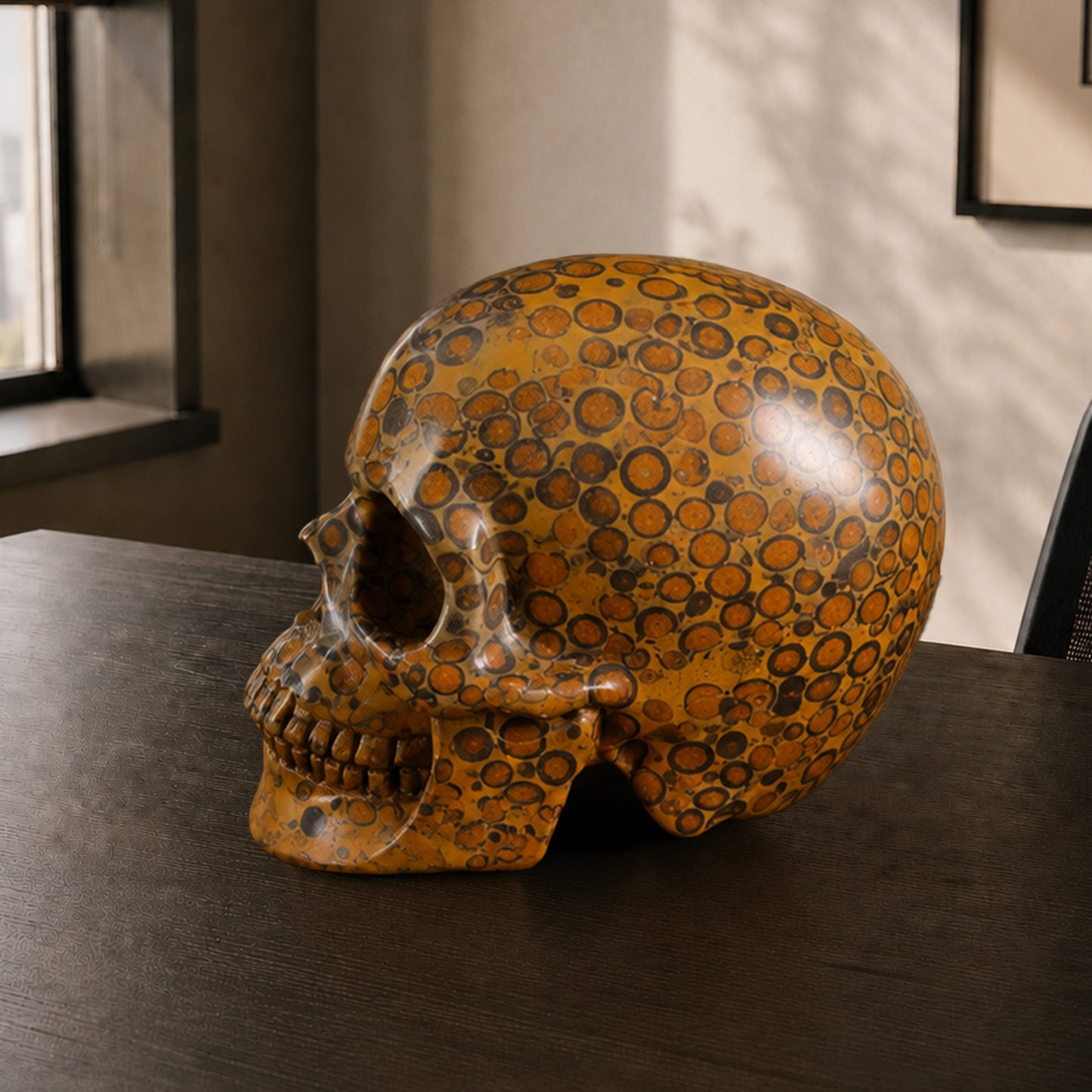 3 Inch Yellow Leopard Skin Jasper Crystal Skull – Hand Carved Natural Stone