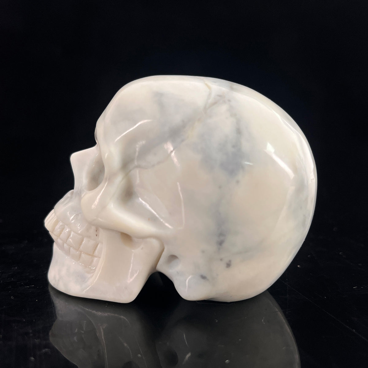 3" Ivory Jade Crystal Skull - Pattern D