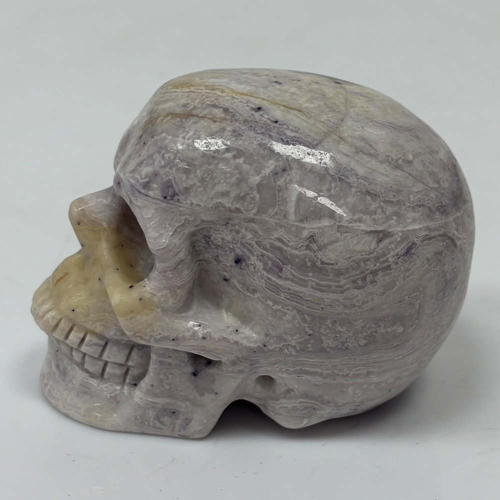 3" Purple Peacock Stone Crystal Skull - Pattern F