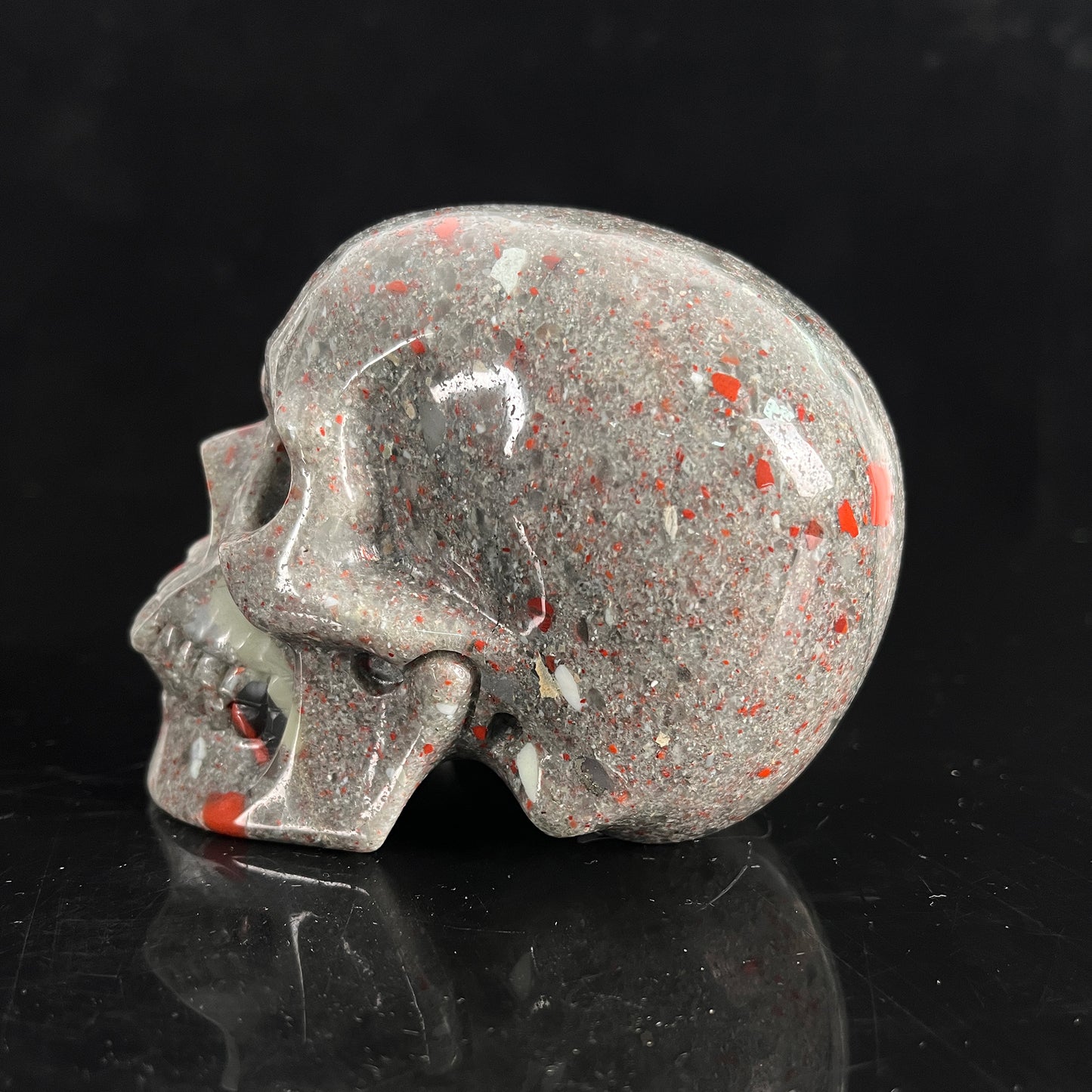 4.5" African Bloodstone Crystal Skull - Pattern C