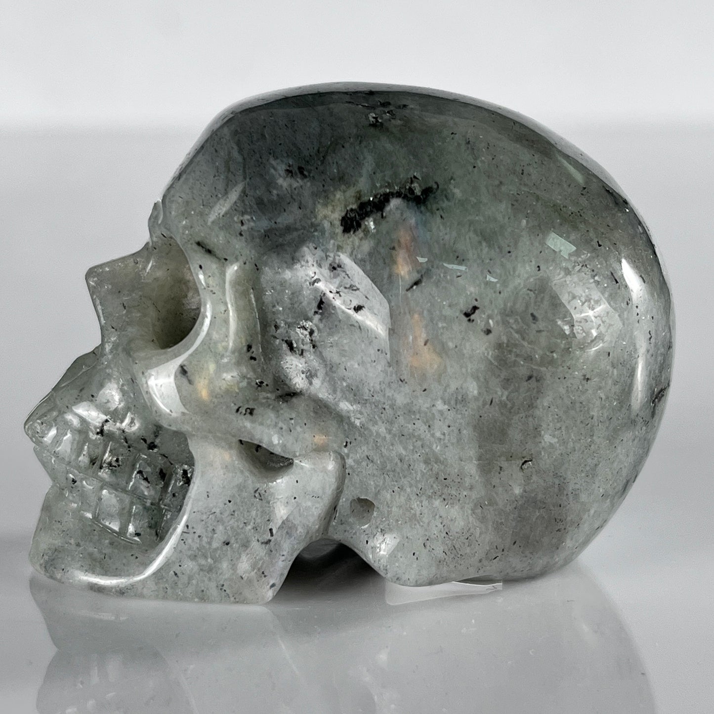 2 Inch Grey Labradorite Crystal Skull – Hand Carved Natural Stone