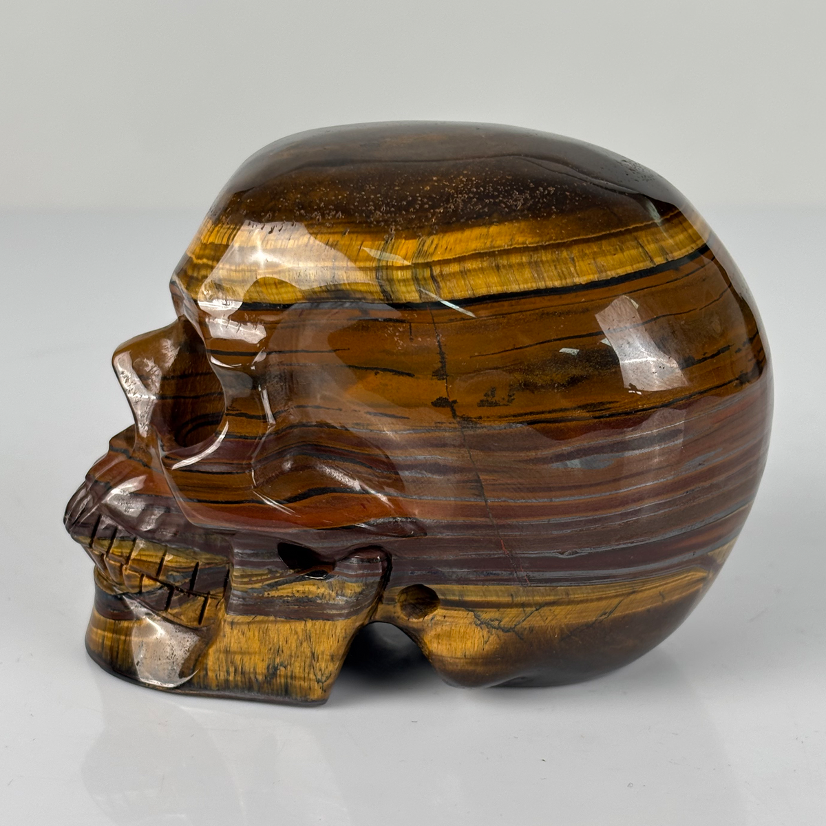 4.5" Tiger Eye Crystal Skull - Pattern C