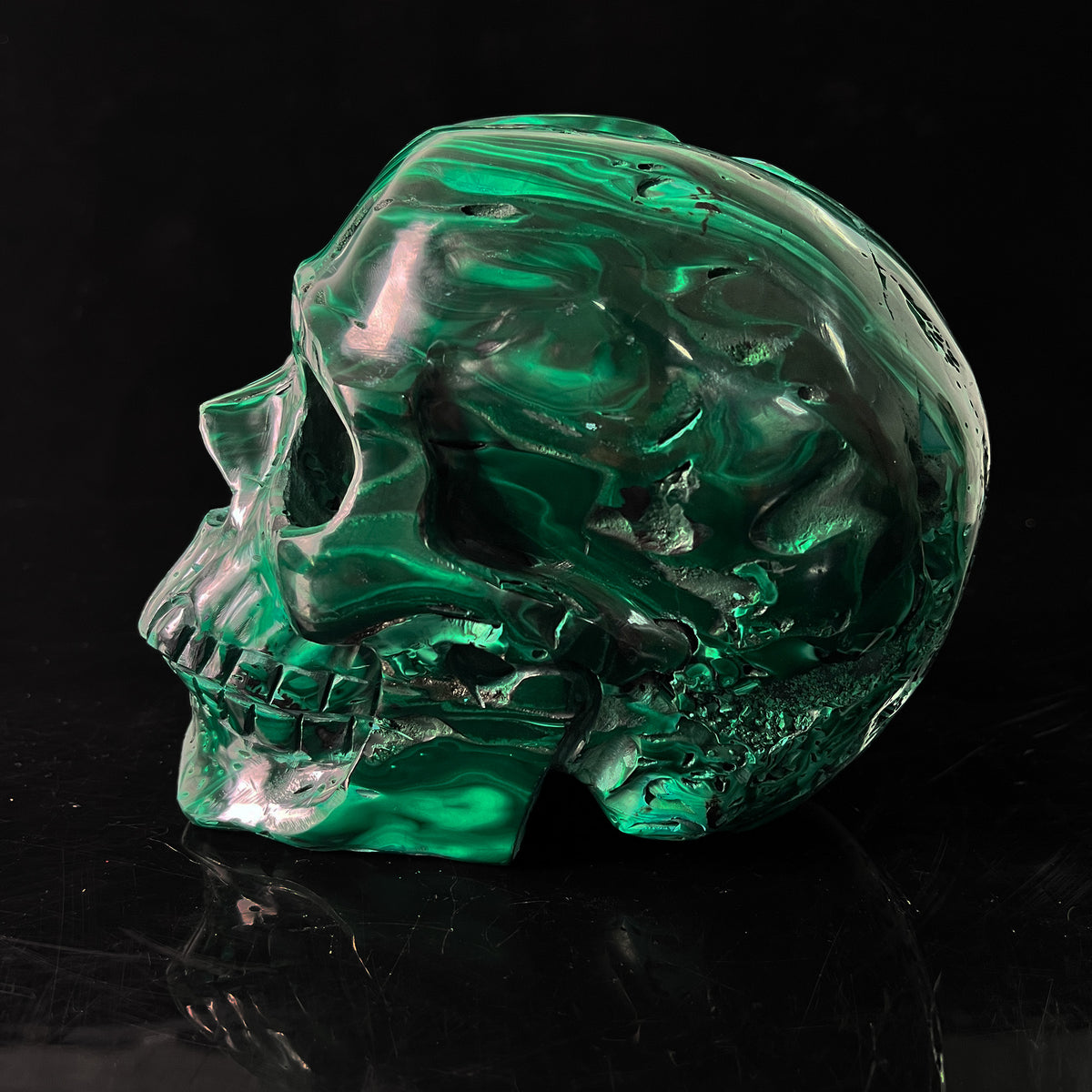 6.4" Malachite Crystal Skull