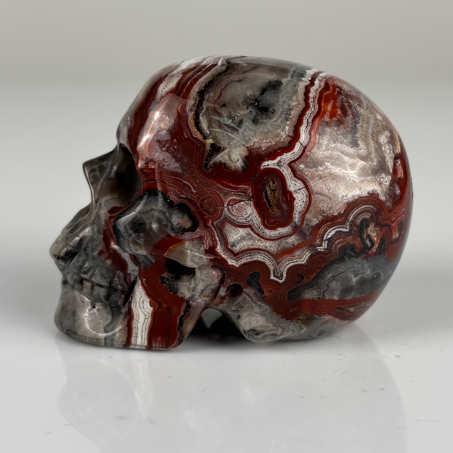 2 Inch Red Crazy Lace Agate Crystal Skull – Mini Gemstone Skull