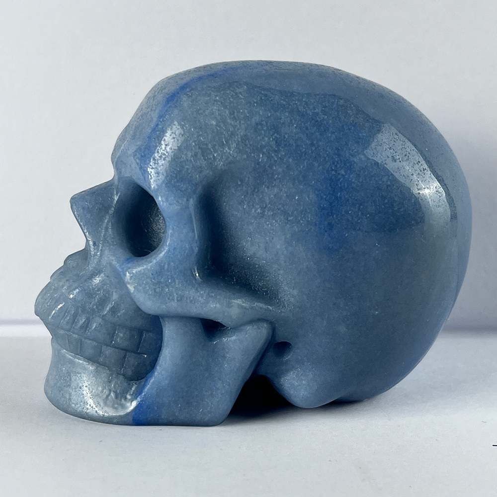 3" Blue Aventurine Crystal Skull-- Pattern B