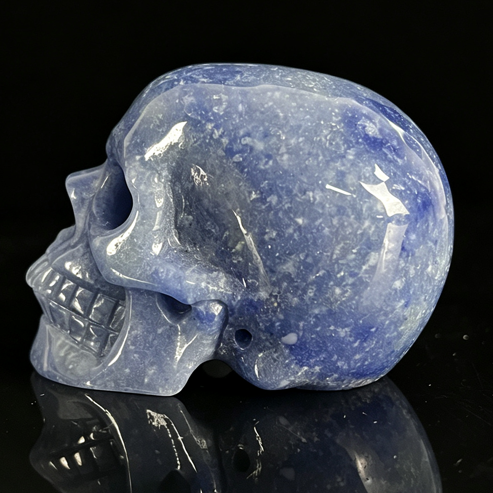 2" Blue Aventurine Crystal Skull - Pattern F