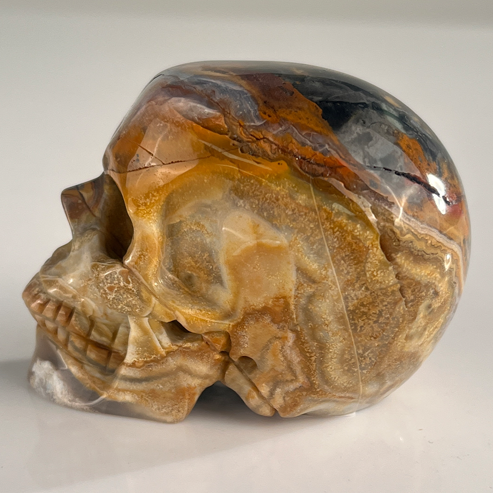2 Inch Red Crazy Lace Agate Crystal Skull – Mini Gemstone Skull