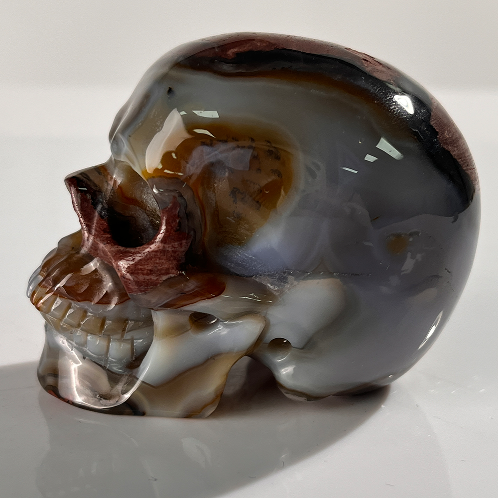 3 Inch Volcanic Agate Crystal Skull – Hand Carved Natural Stone