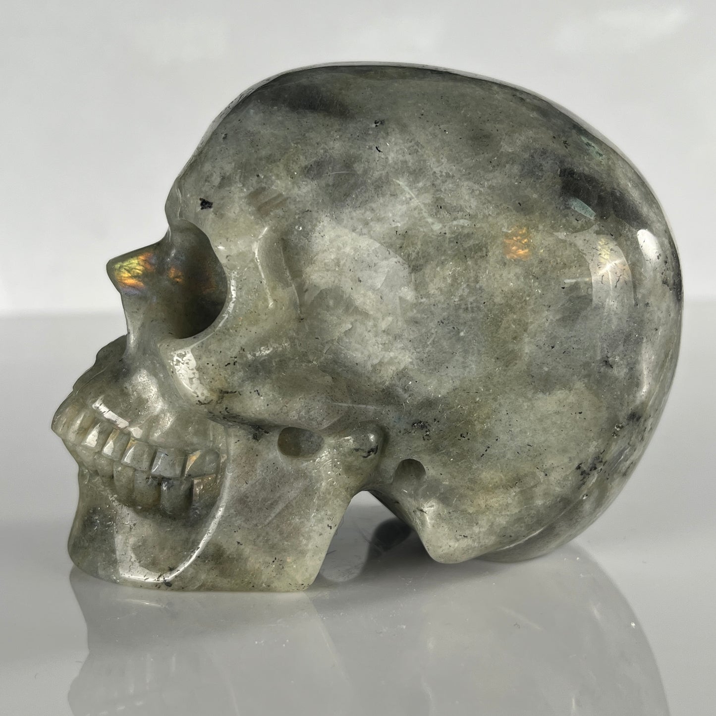 4.5 Inch Grey Labradorite Crystal Skull – Hand Carved Natural Stone