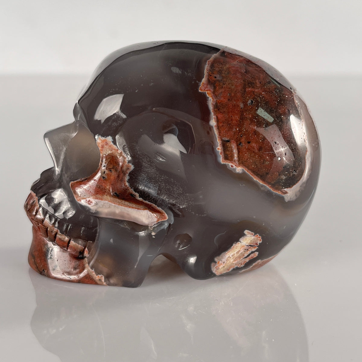 3" Volcanic Agate Crystal Skull - Pattern F