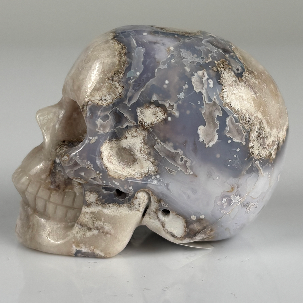 2 Inch Blue Flower Agate Crystal Skull – Mini Gemstone Skull
