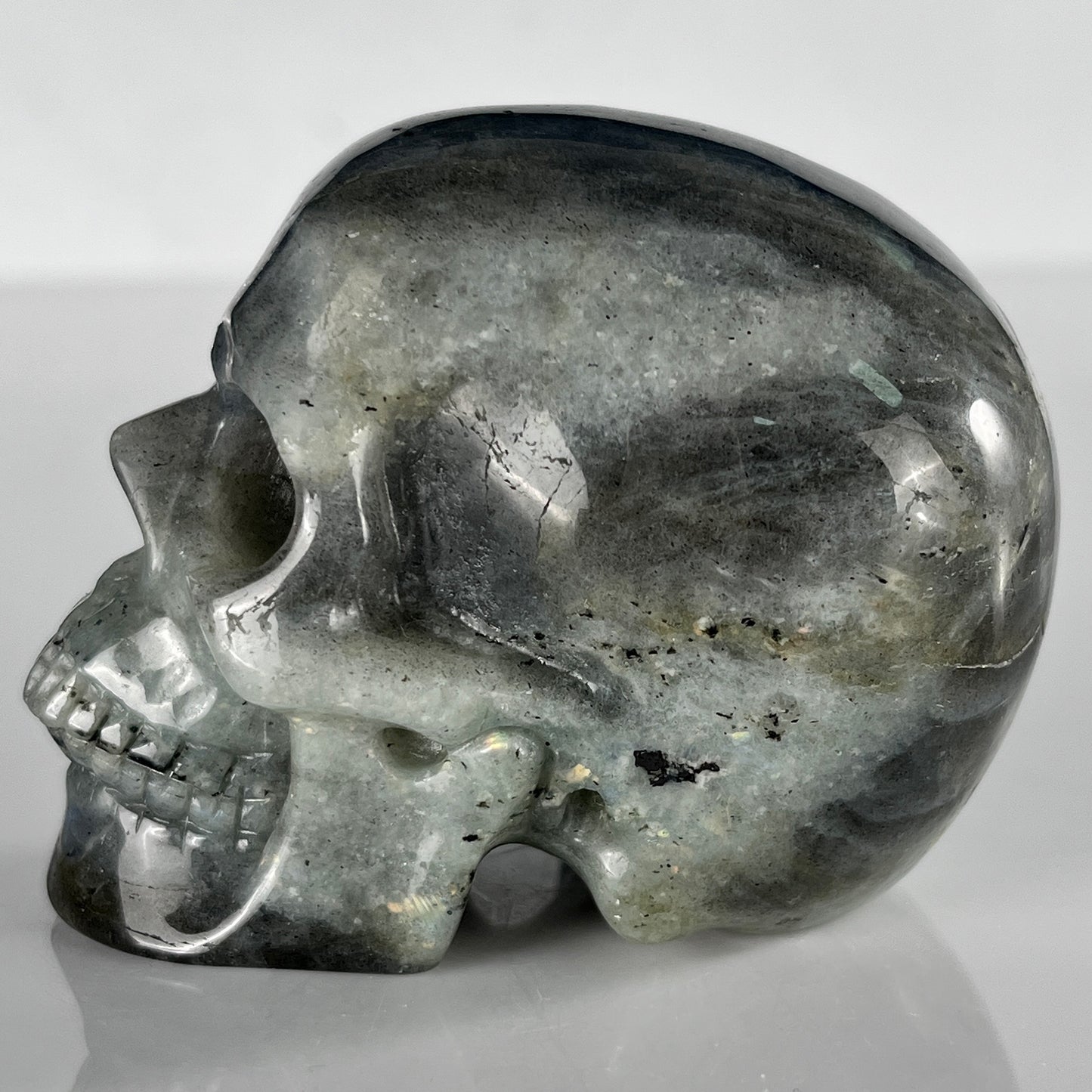 3 Inch Grey Labradorite Crystal Skull – Hand Carved Natural Stone