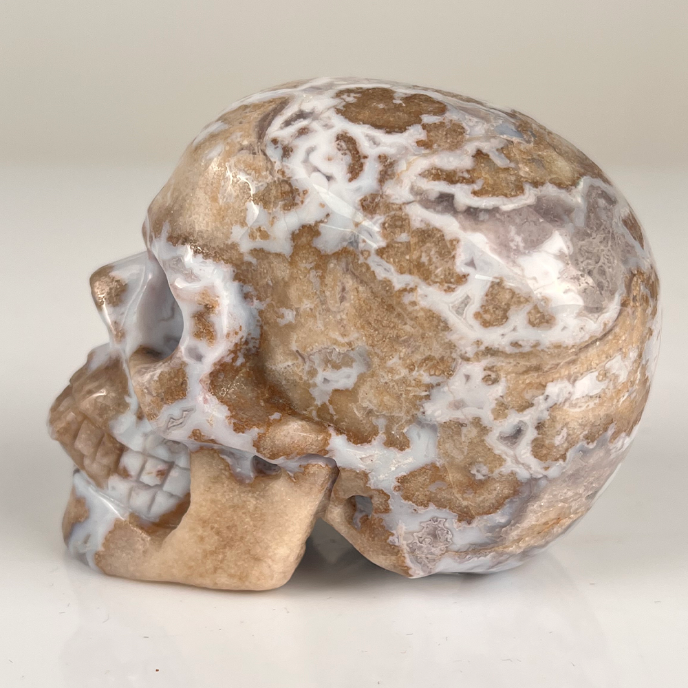 3 Inch Blue Flower Agate Crystal Skull – Hand Carved Natural Stone