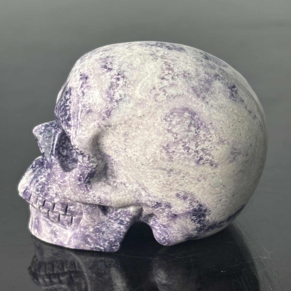 3" Purple Peacock Stone Crystal Skull - Pattern B