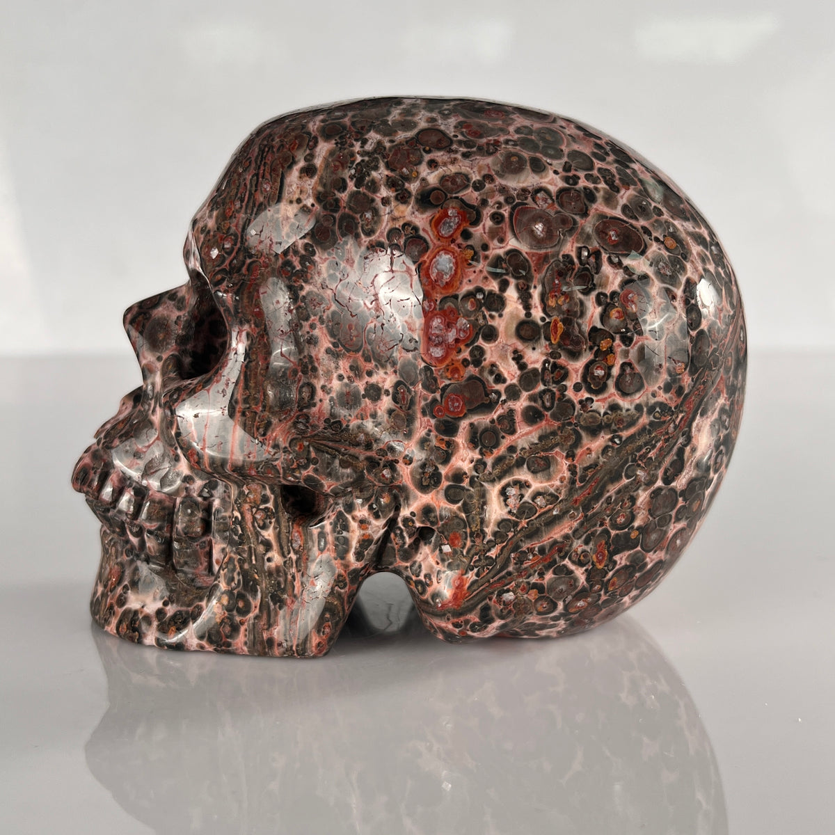 4.5" Red Leopard Skin Jasper Crystal Skull