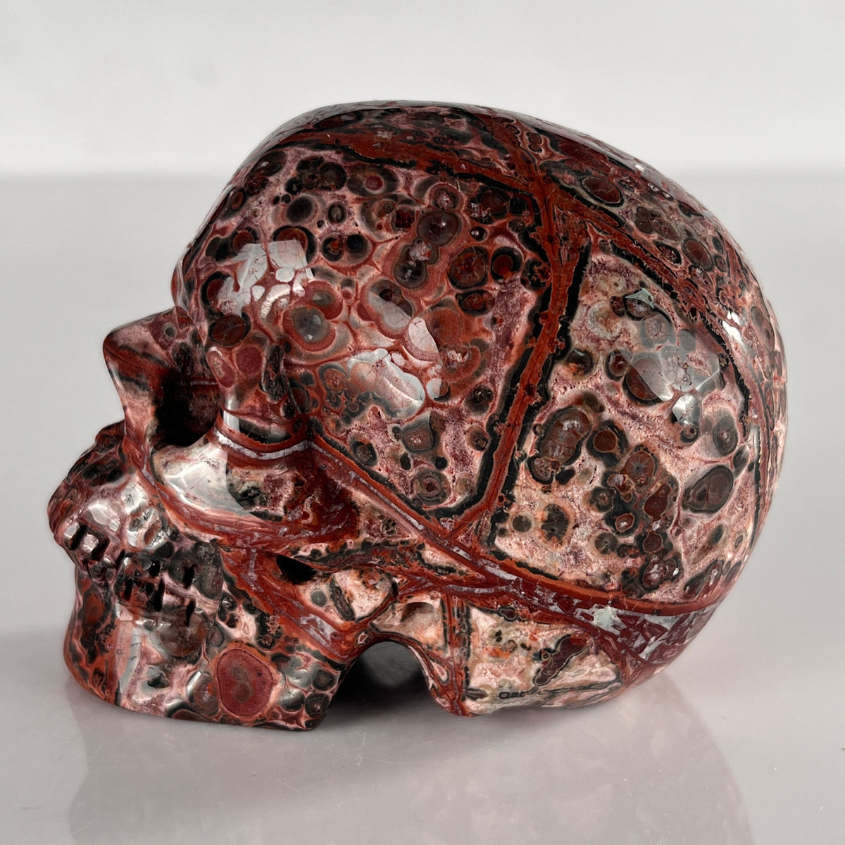 3" Red Leopard Skin Jasper Crystal Skull - Pattern B