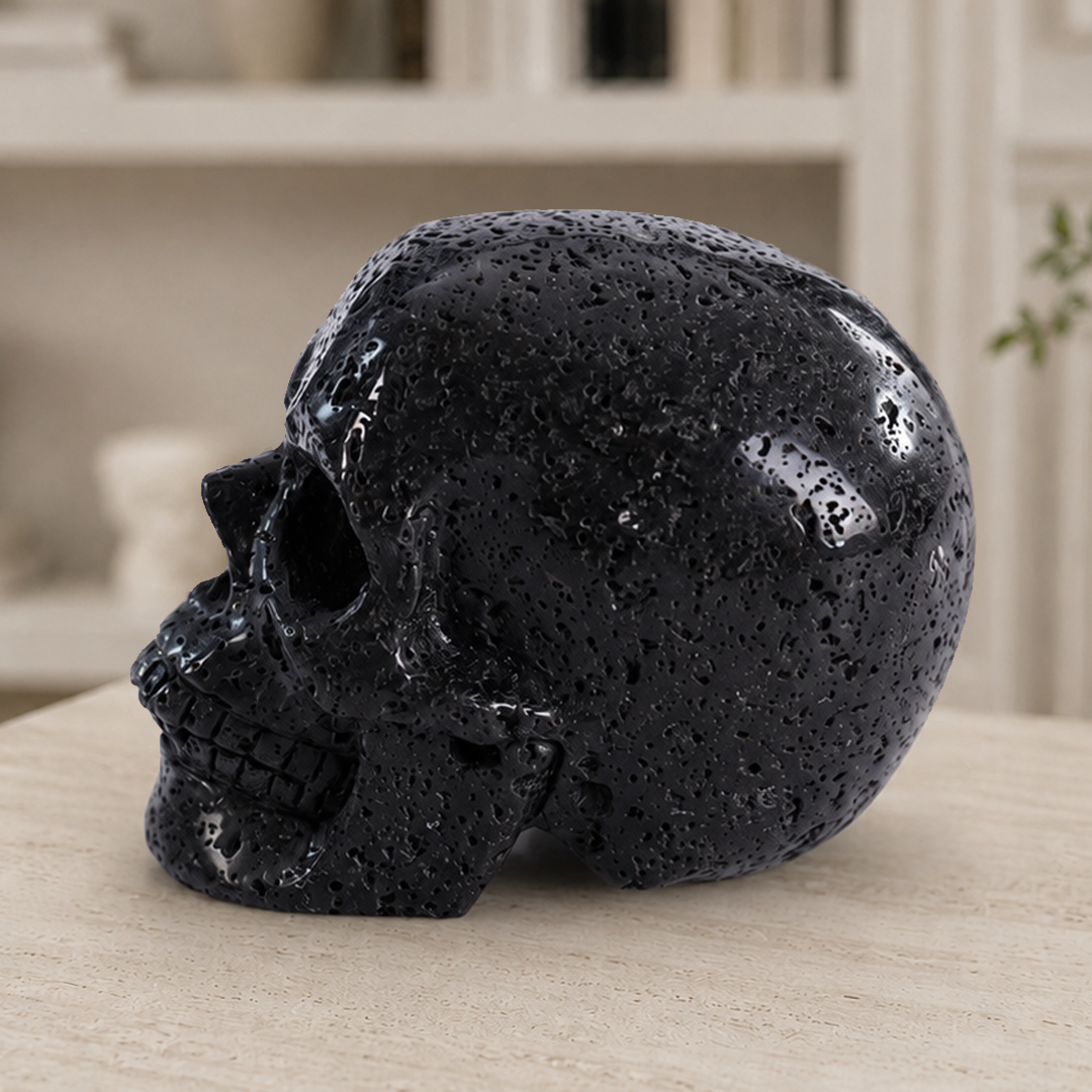 3 Inch Hot Lava Stone Skull – Hand Carved Natural Stone