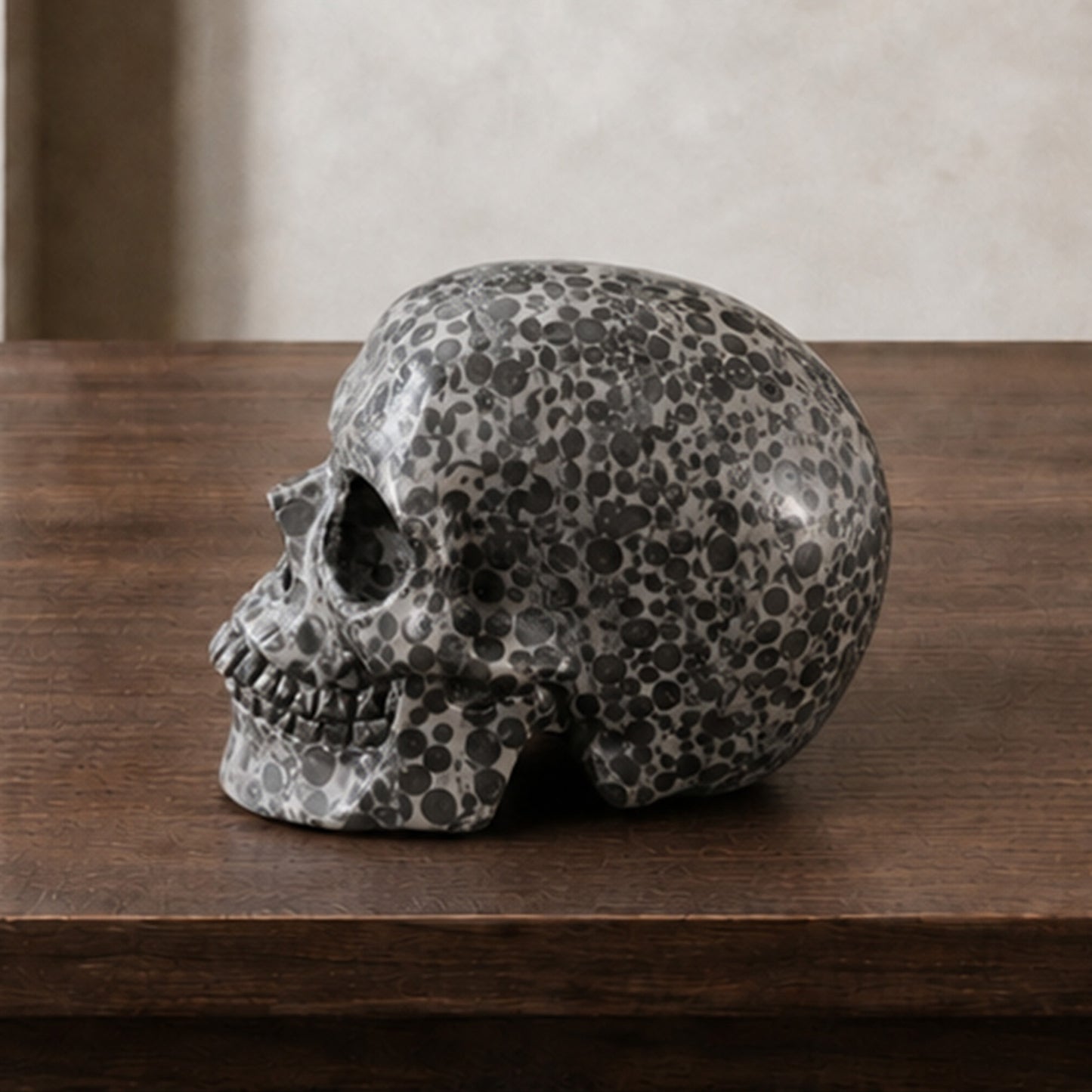 3 Inch Black Leopard Skin Jasper Crystal Skull – Hand Carved Natural Stone