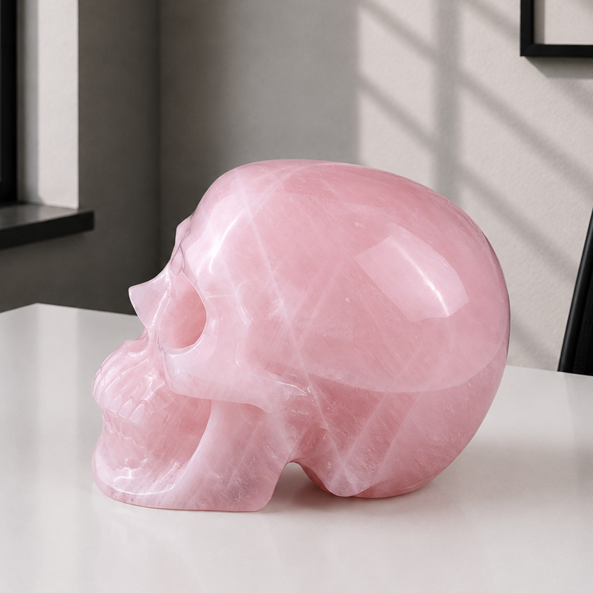 5" Rose Quartz Crystal Skull