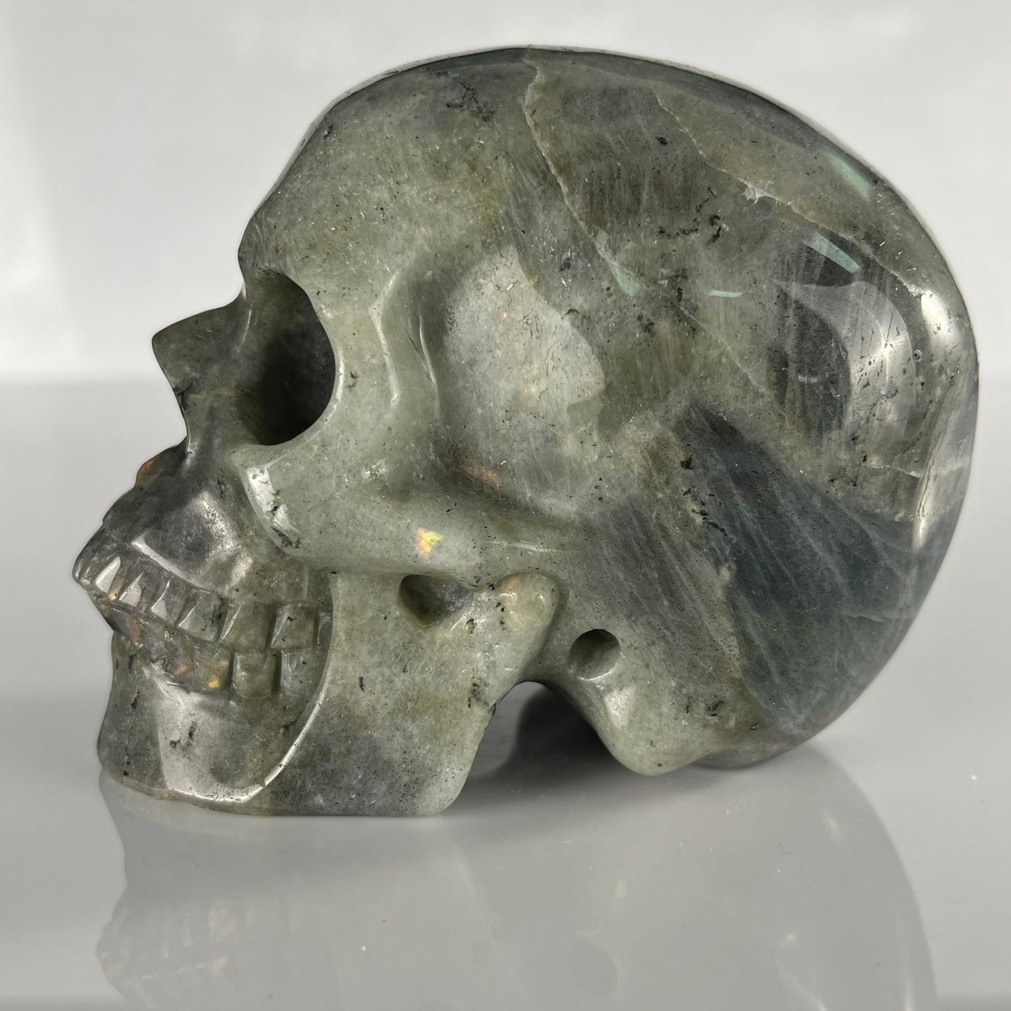 4.5 Inch Grey Labradorite Crystal Skull – Hand Carved Natural Stone