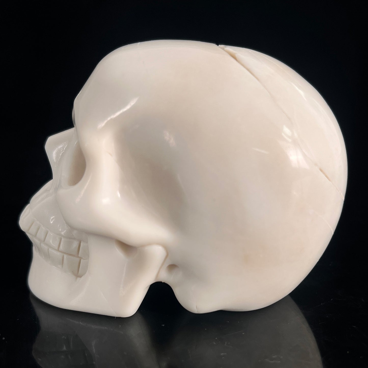 3" Ivory Jade Crystal Skull - Pattern A