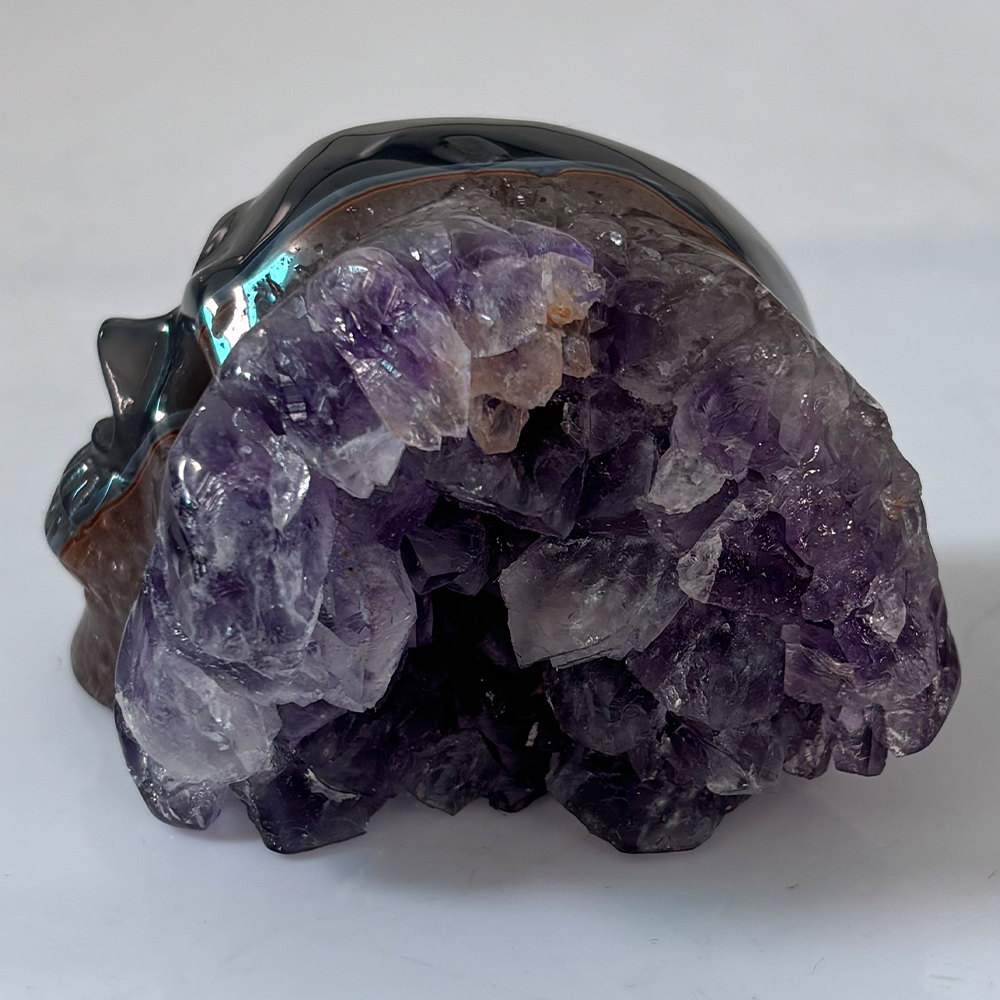 3 inch Amethyst Cluster Crystal Skull - Hand Carved Natrual Crystal