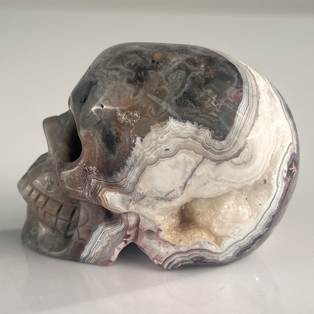 2 Inch Red Crazy Lace Agate Crystal Skull – Mini Gemstone Skull