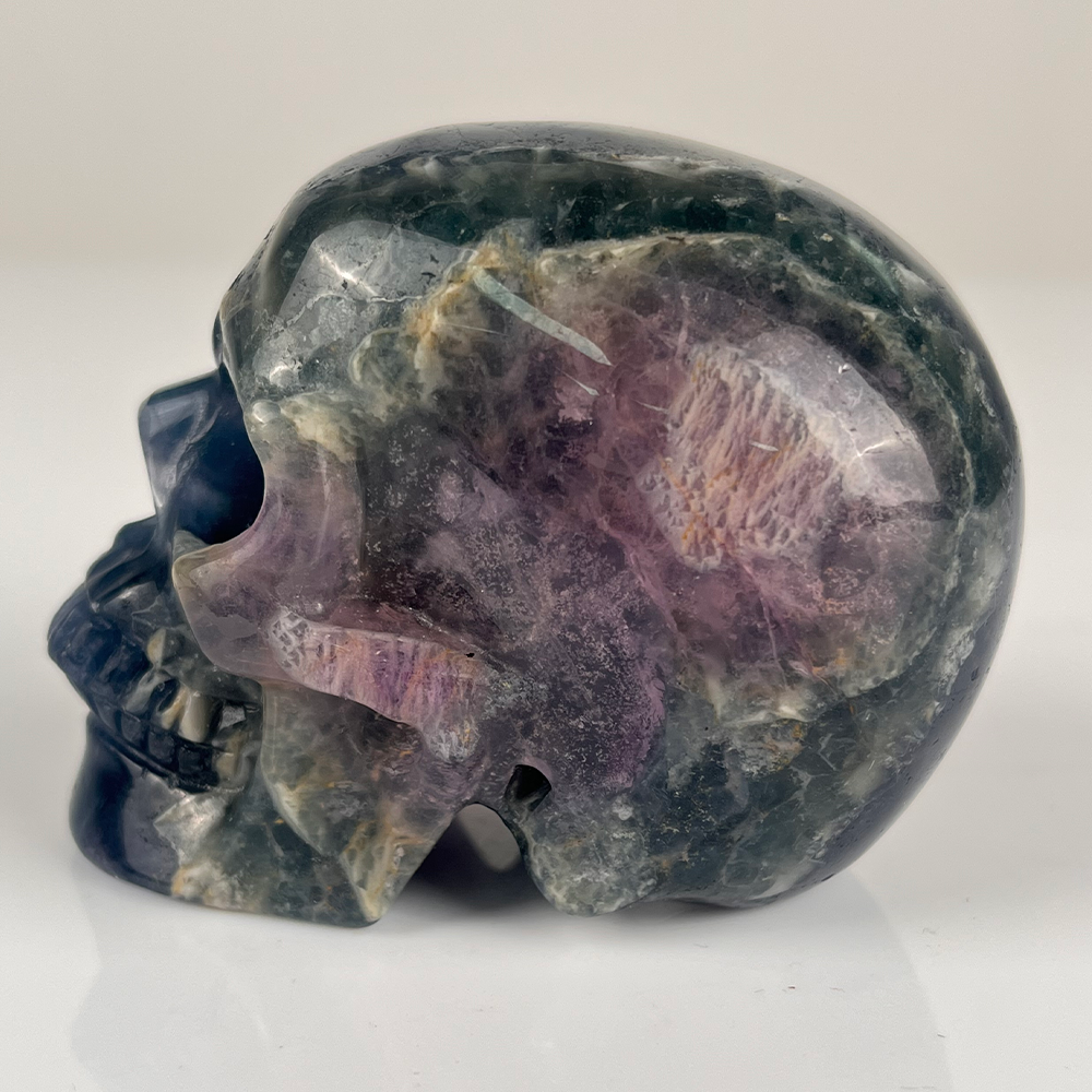 3 Inch Fluorite Crystal Skull – Hand Carved Natural Stone