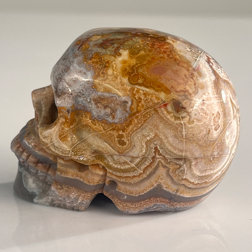 2 Inch Red Crazy Lace Agate Crystal Skull – Mini Gemstone Skull