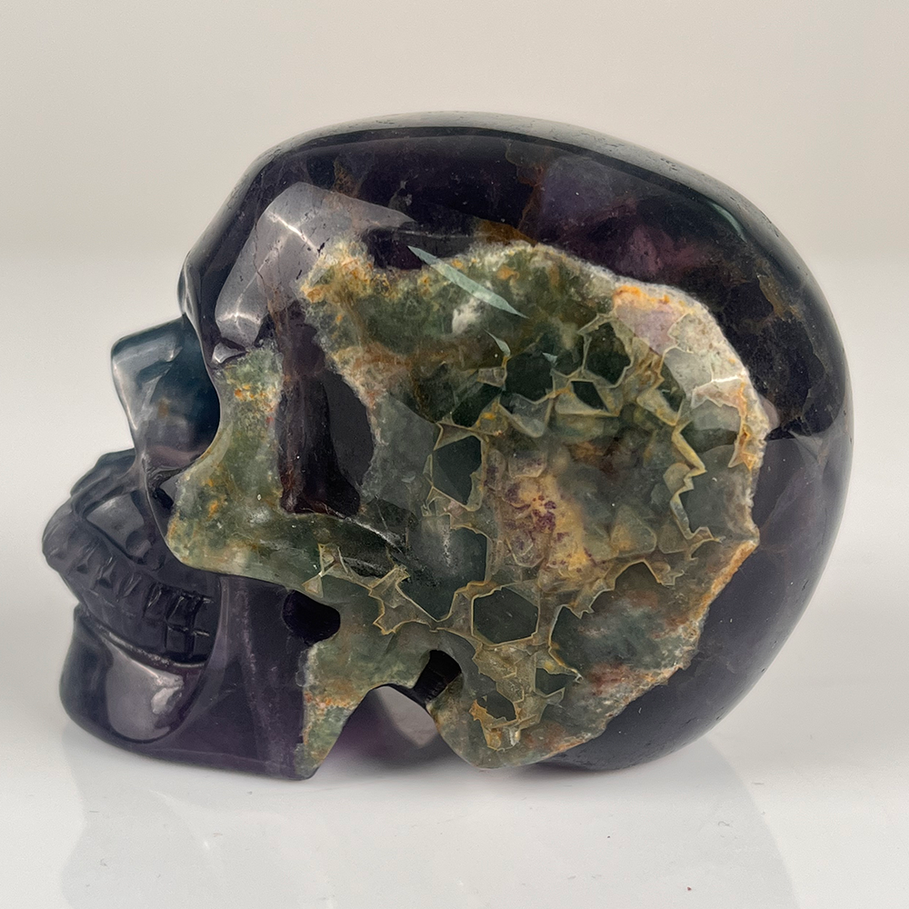 3 Inch Fluorite Crystal Skull – Hand Carved Natural Stone