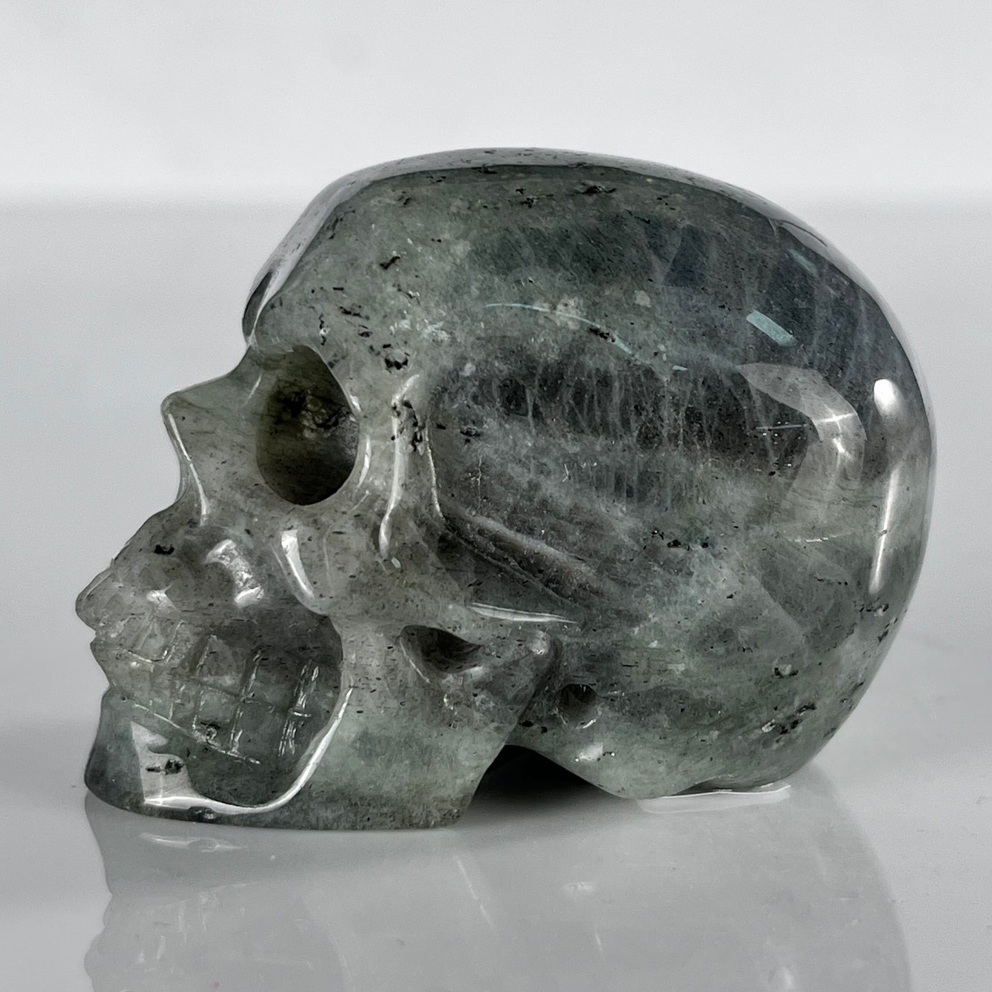 2 Inch Grey Labradorite Crystal Skull – Hand Carved Natural Stone