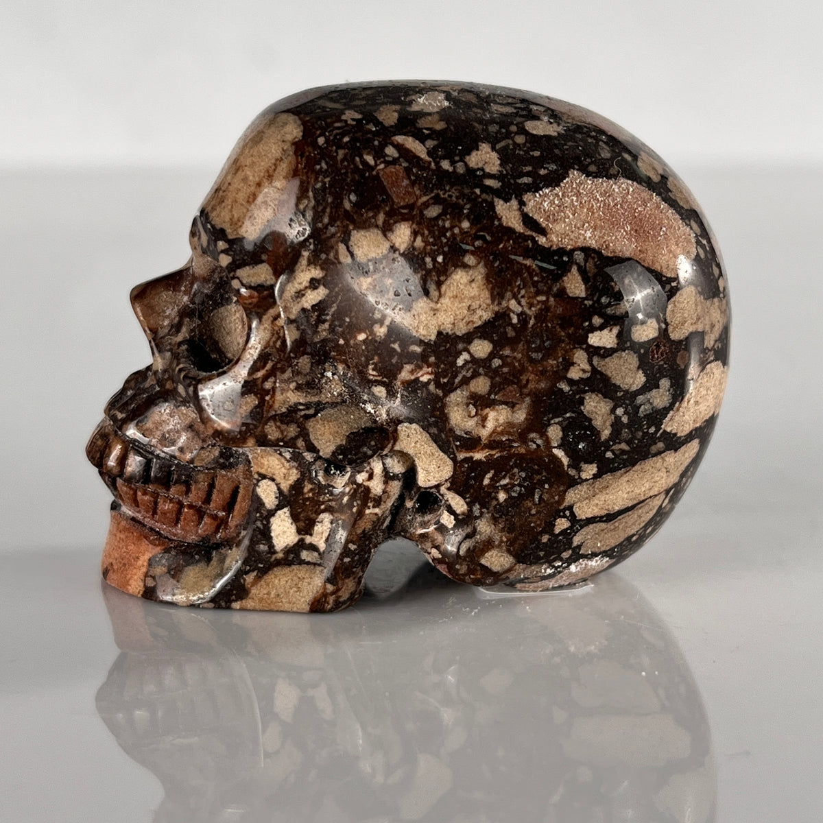 2" Brecciated Red Jasper Crystal Skull - Pattern B