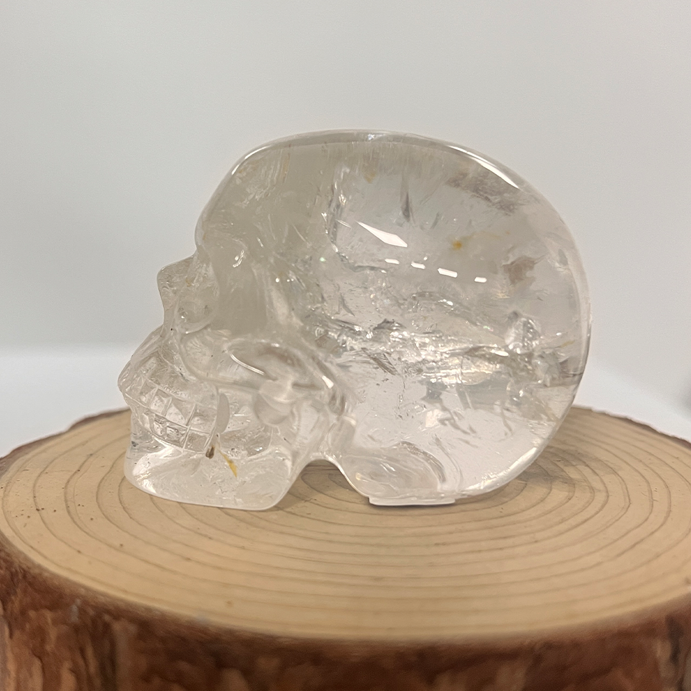 Crâne en cristal de quartz clair de 5 cm – Mini crâne en cristal