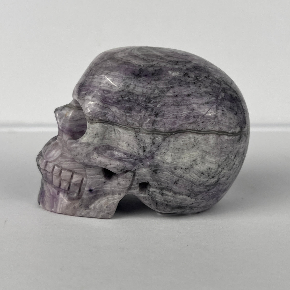2" Purple Peacock Stone Crystal Skull - Pattern B