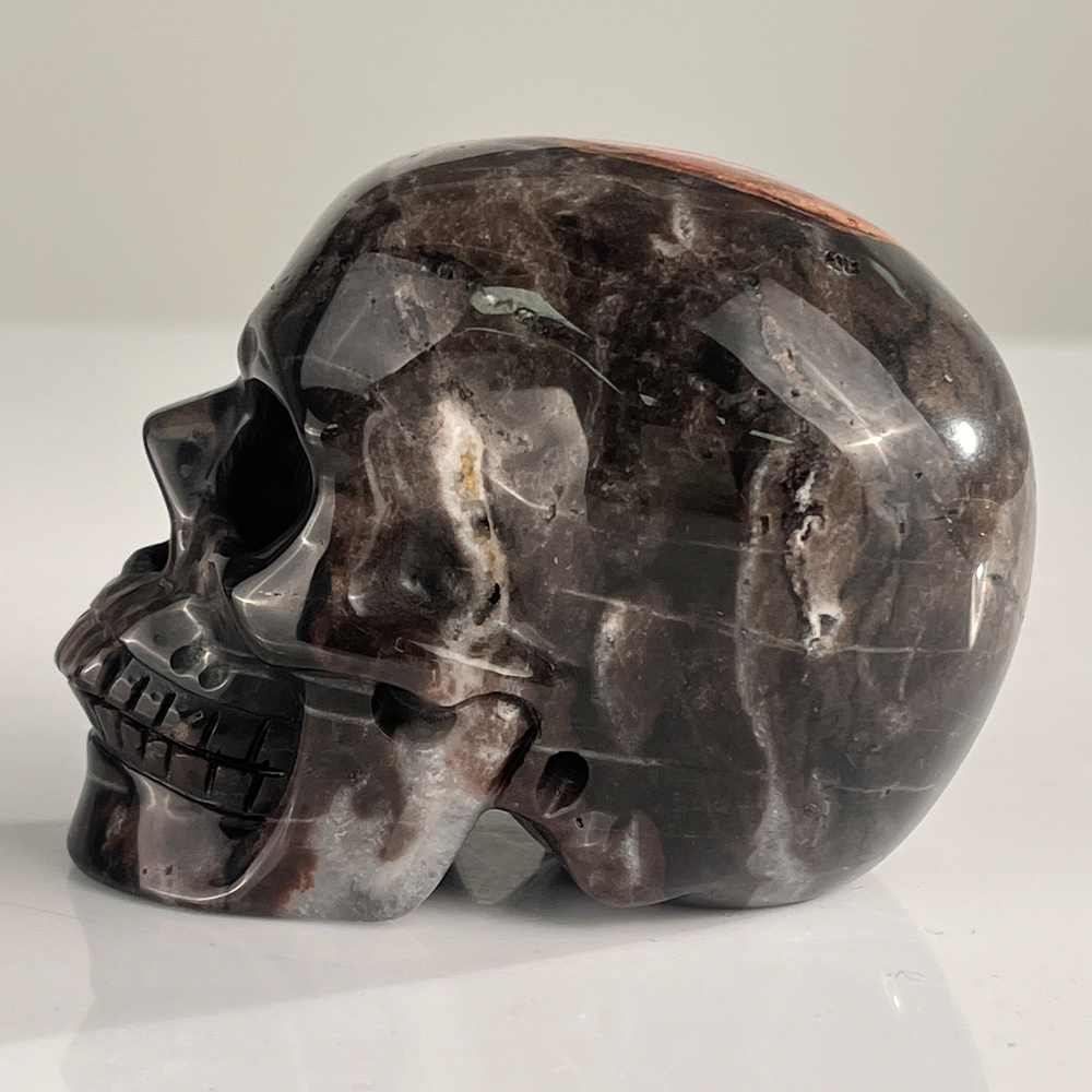 3" Red Crazy Lace Agate Crystal Skull - Pattern E
