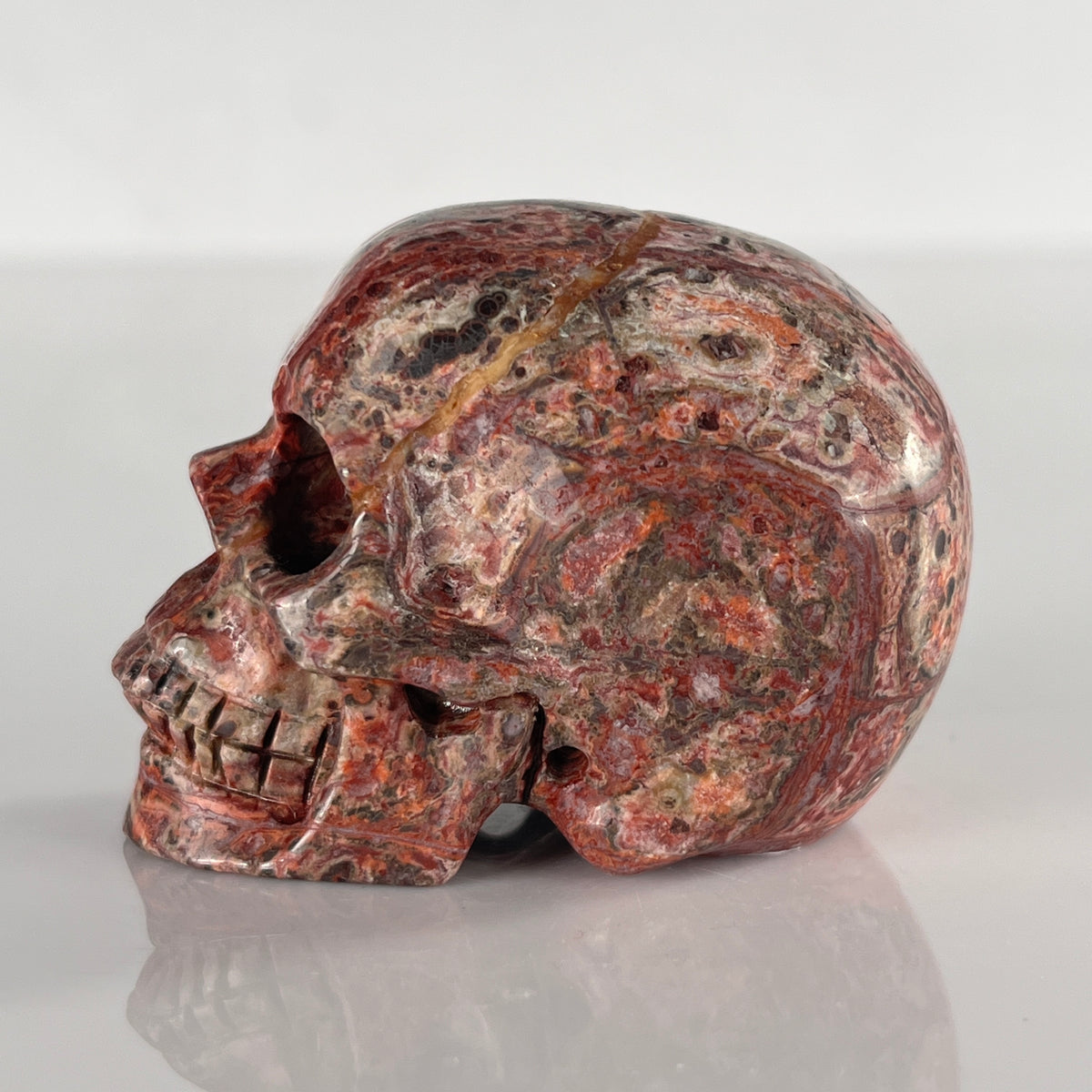 2" Red Leopard Skin Jasper Crystal Skull - Pattern B