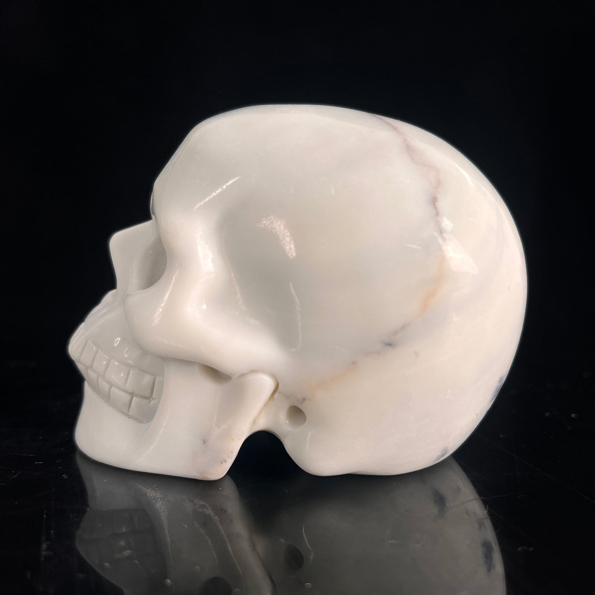 3" Ivory Jade Crystal Skull - Pattern C