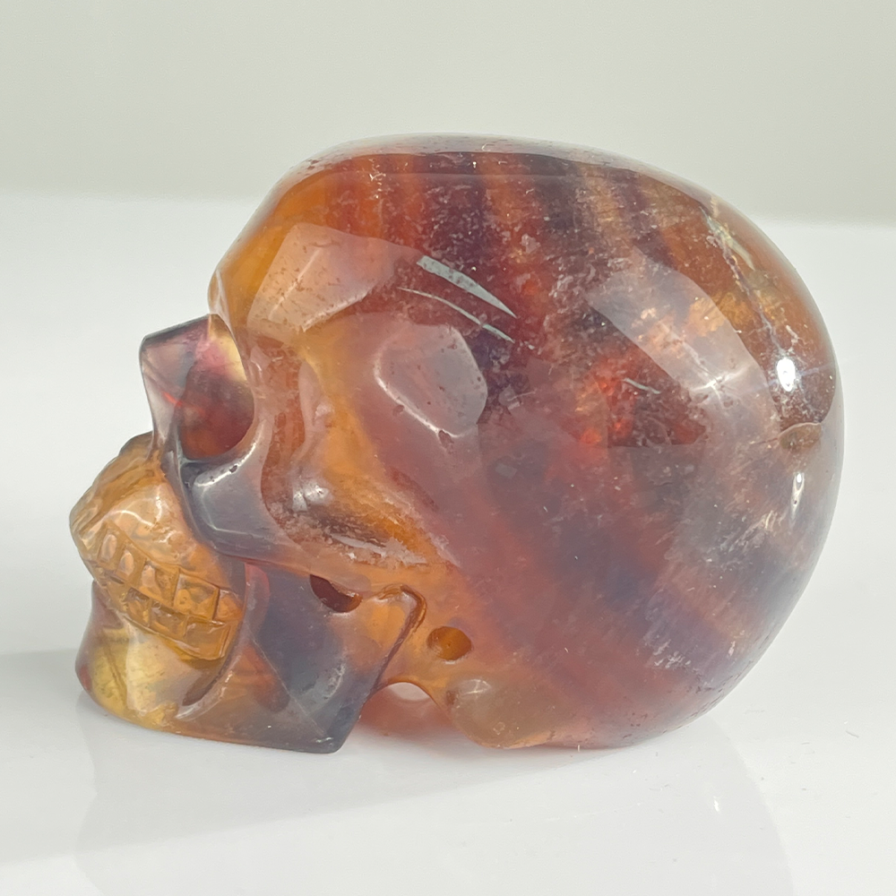 3 Inch Fluorite Crystal Skull – Hand Carved Natural Stone